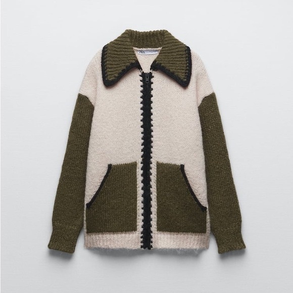 Zara COMBINATION KNIT CARDIGAN - Picture 6 of 8